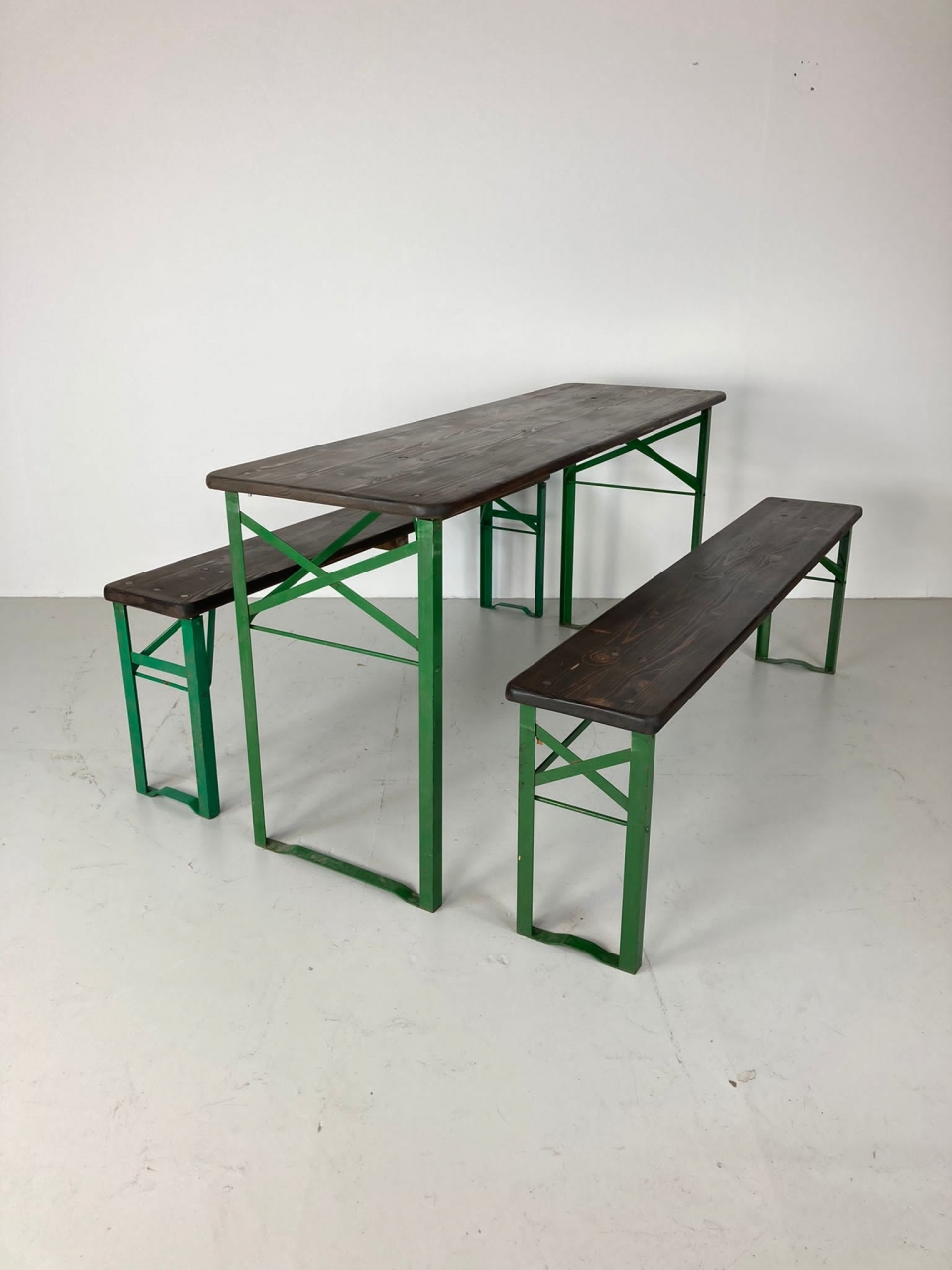 Customised length vintage German beer table and benches in various ...